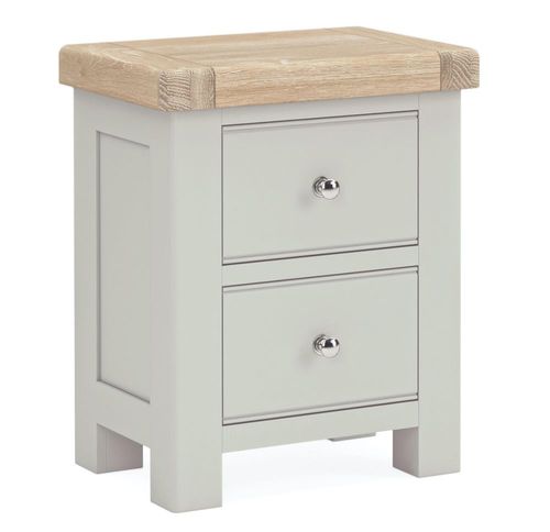 Salcombe Grey Oak 2 Drawer Bedside Cabinet