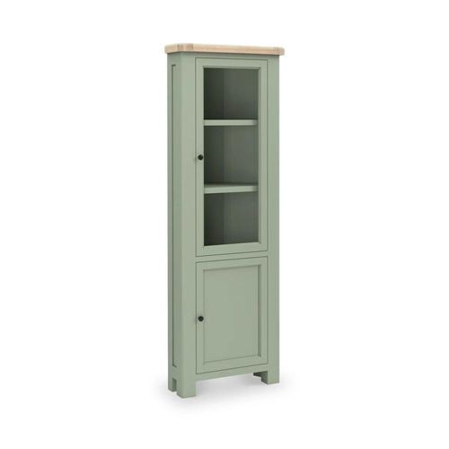 Salcombe Sage Oak Corner Narrow Display Cabinet