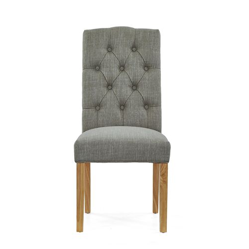 2 x Normandy Grey Fabric Button Back Dining Chair