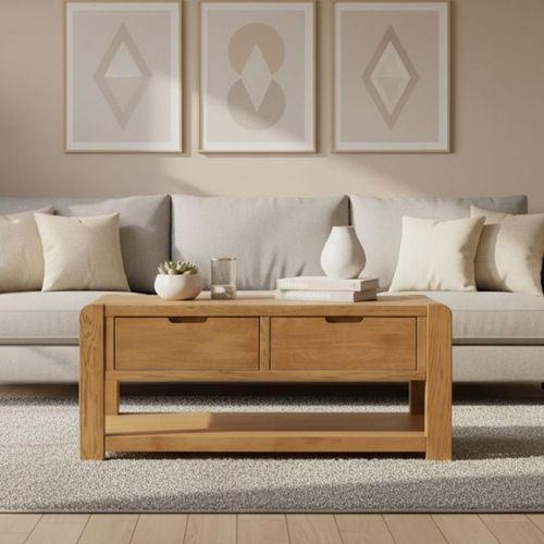Bergen Oak 2 Drawer Coffee Table
