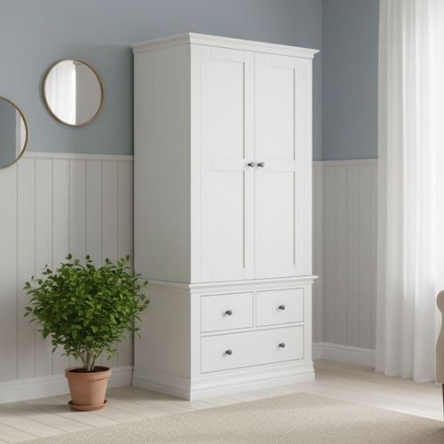 Bordeaux White 2 Door 3 Drawer Wardrobe