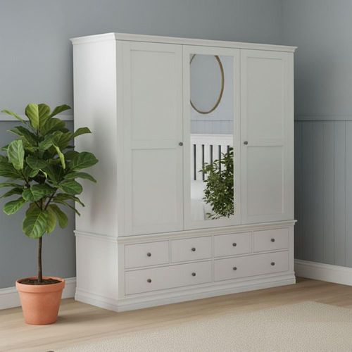 Bordeaux White 3 Door Combi Wardrobe