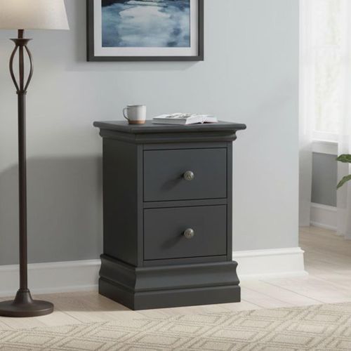 Bordeaux Charcoal 2 Drawer Narrow Bedside Cabinet