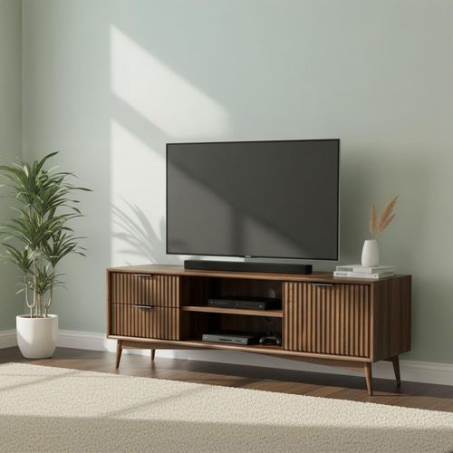 Harley Fluted Dark Wood 150cm TV Unit