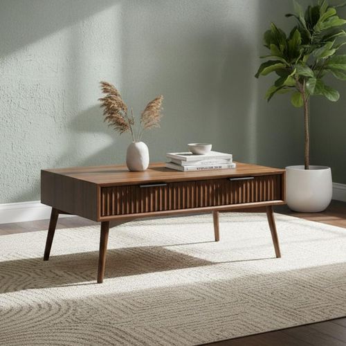 Harley Fluted Dark Wood 2 Drawer Coffee Table