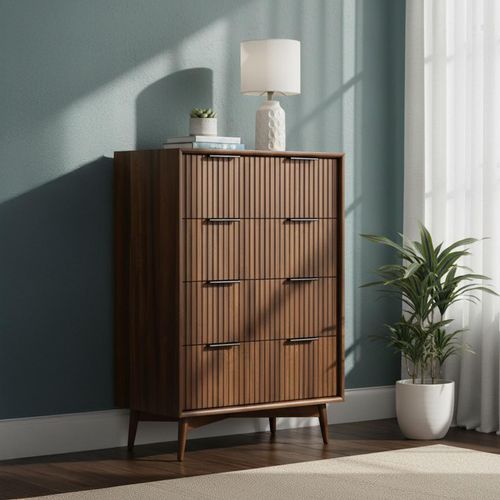 Harley Fluted Dark Wood 4 Drawer Chest