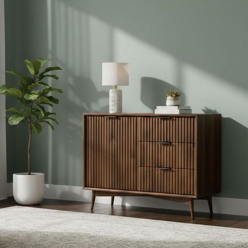 Harley Fluted Dark Wood 95cm Small Sideboard