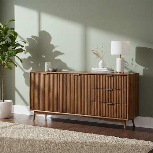 Harley Fluted Dark Wood Medium 2 Door Sideboard