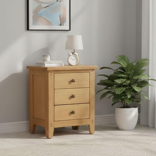 Burford Oak 3 Drawer Bedside Cabinet