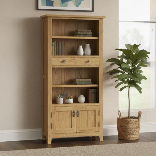 Burford Oak Display Bookcase with Cupboard