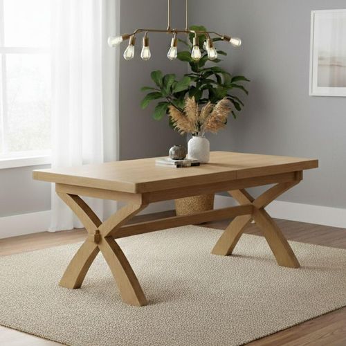 Normandy Oak 8-10 Seater Extending Dining Table with Cross Leg - 200cm-245cm