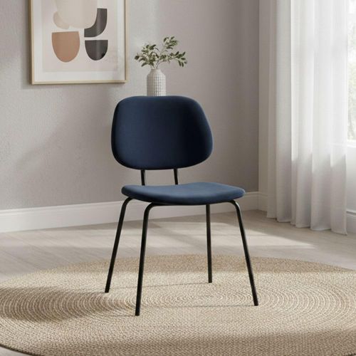 2 x Soho Lily Navy Blue Velvet Fabric Dining Chair