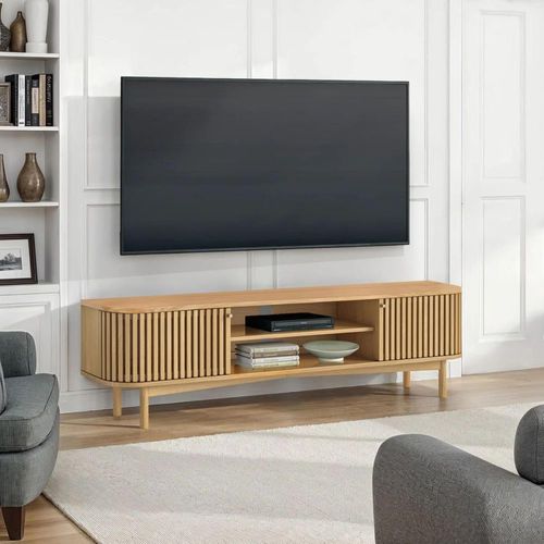 Soho Oak 180cm Slatted Large Storage TV Unit