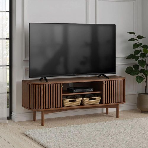 Soho Dark Oak 130cm Slatted Small Storage TV Unit