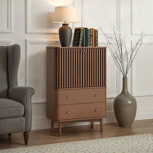 Soho Dark Oak 2 Door Slatted Cabinet