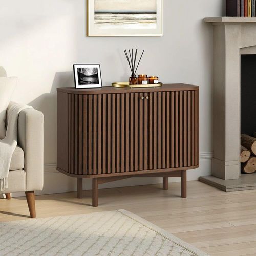 Soho Dark Oak 2 Door Slatted Small Sideboard