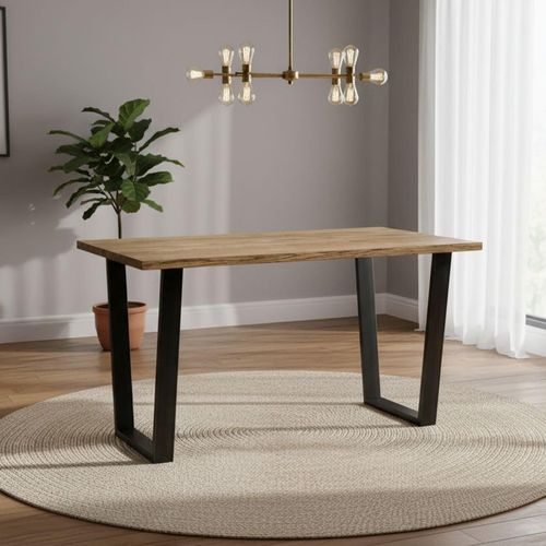 Jersey Oak Industrial Style 4 Seater Dining Table - 140cm