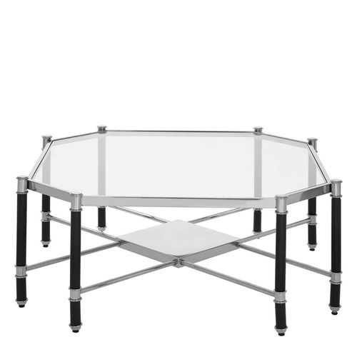 Allessi Clear Glass and Chrome Octagonal Coffee Table