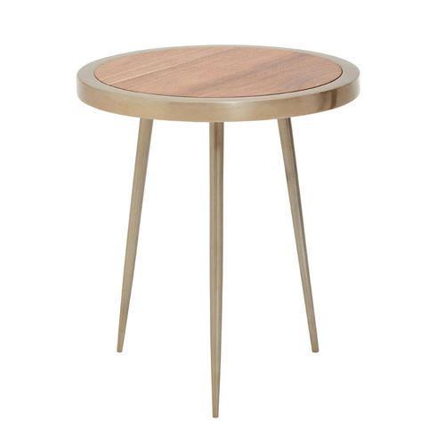 Almora Acacia Wood and Metal Small Round Side Table