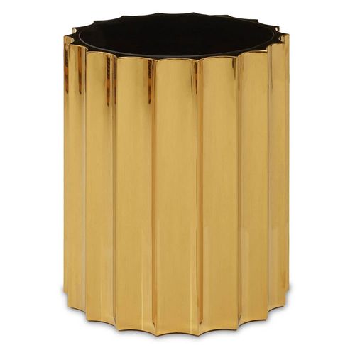 Alvaro Black Round Side Table with Titanium Base