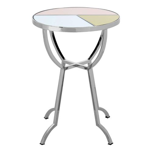 Arbus Glass Round Side Table with Chrome Legs