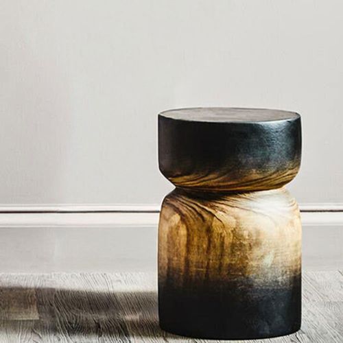 Arlo Black Ombre Wood Round Side Table