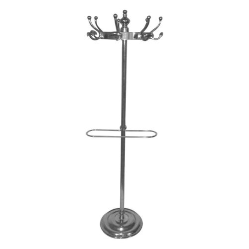 Arris Silver Polished Metal Floor Standing Coat Stand