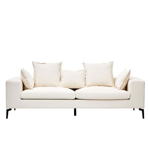 Avignon Cream Fabric 3 Seater Sofa with Black Metal Legs