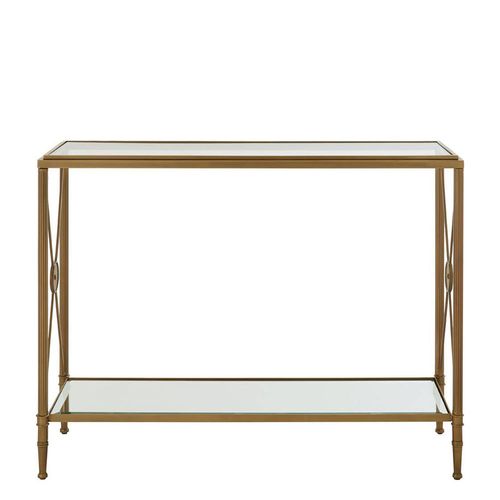Axis Clear Glass and Gold Metal Console Table 
