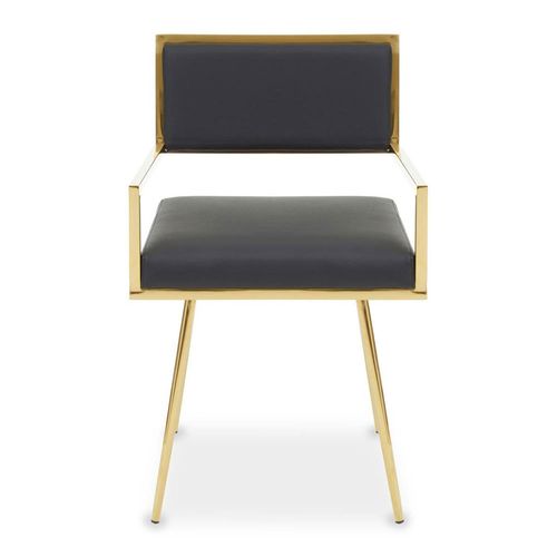 2 x Azalea Black Faux Leather and Gold Metal Dining Chair
