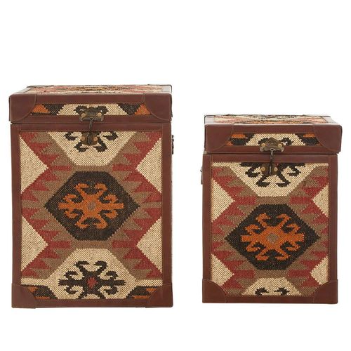 Aztec Black Side Table Storage Trunk - Set of 2