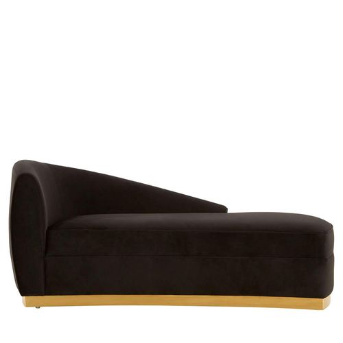 Batix Black Fabric Left Arm Longue Chaise