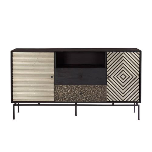Boho Black Mango Wood 160cm Large Sideboard