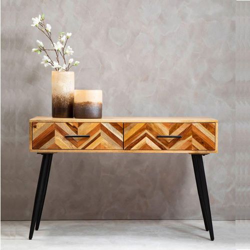 Boho Natural Mango Wood 2 Drawer Console Table