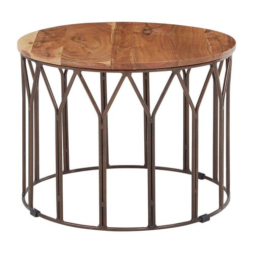 Boho Mango Wood Large Round Side Table