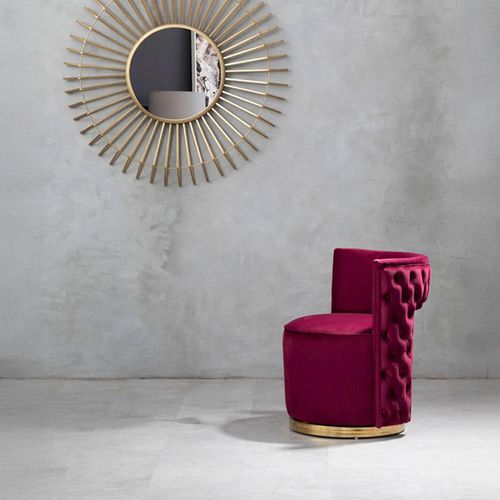 Bola Wine Velvet Fabric Accent Chair