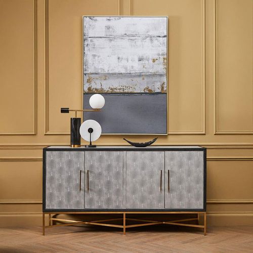 Cadio Grey Faux Shagreen 4 Door Extra Large Sideboard - 184cm