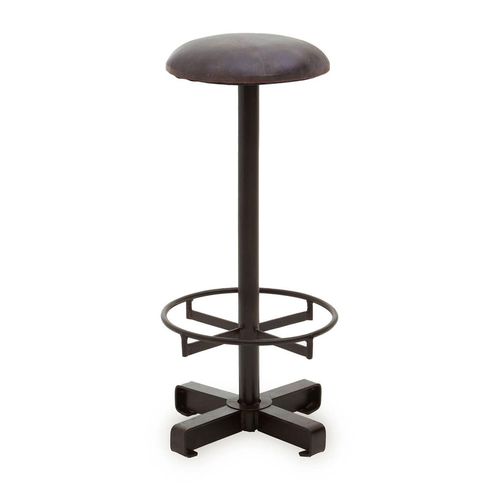 2 x Buffalo Antique Blue Leather Round Barstool