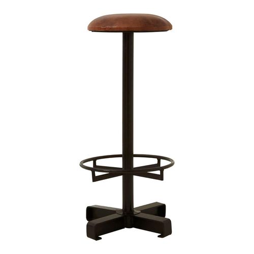 2 x Buffalo Brown Leather Round Barstool