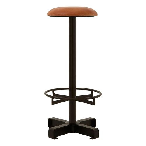 2 x Buffalo Light Brown Leather Round Barstool