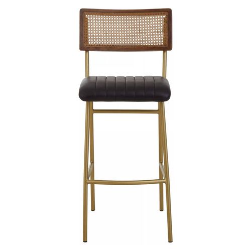 Buffalo Black Leather and Gold Metal Bar Chair