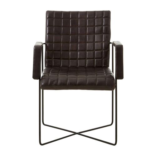 Buffalo Black Leather and Metal Weave Chair