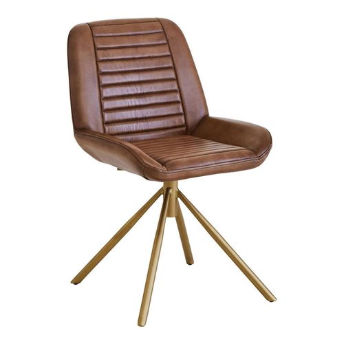 Buffalo Brown Leather Swivel Accent Chair