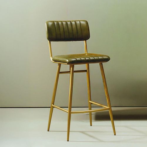 Buffalo Green Leather and Gold Metal Bar Chair