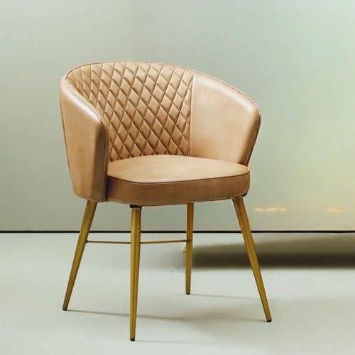 Buffalo Grey Leather Chair with Gold Metal Legs