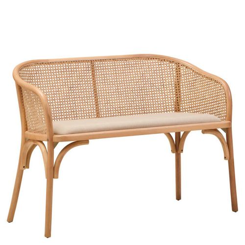 Cebu Natural Beech Wood and Beige Fabric Bench
