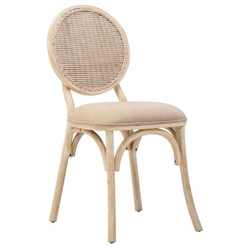 Cebu Elm Wood White Wash Padded Dining Chair