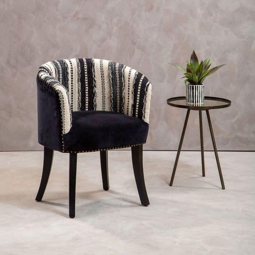 Cefena Black and White Fabric Chair