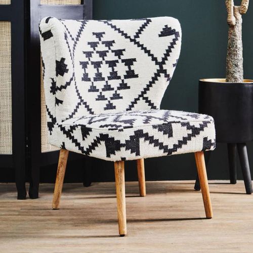 Cefena White and Black Fabric Berber Style Chair