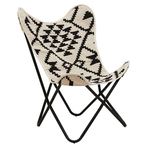 Cefena Black and White Patterned Fabric Butterfly Chair